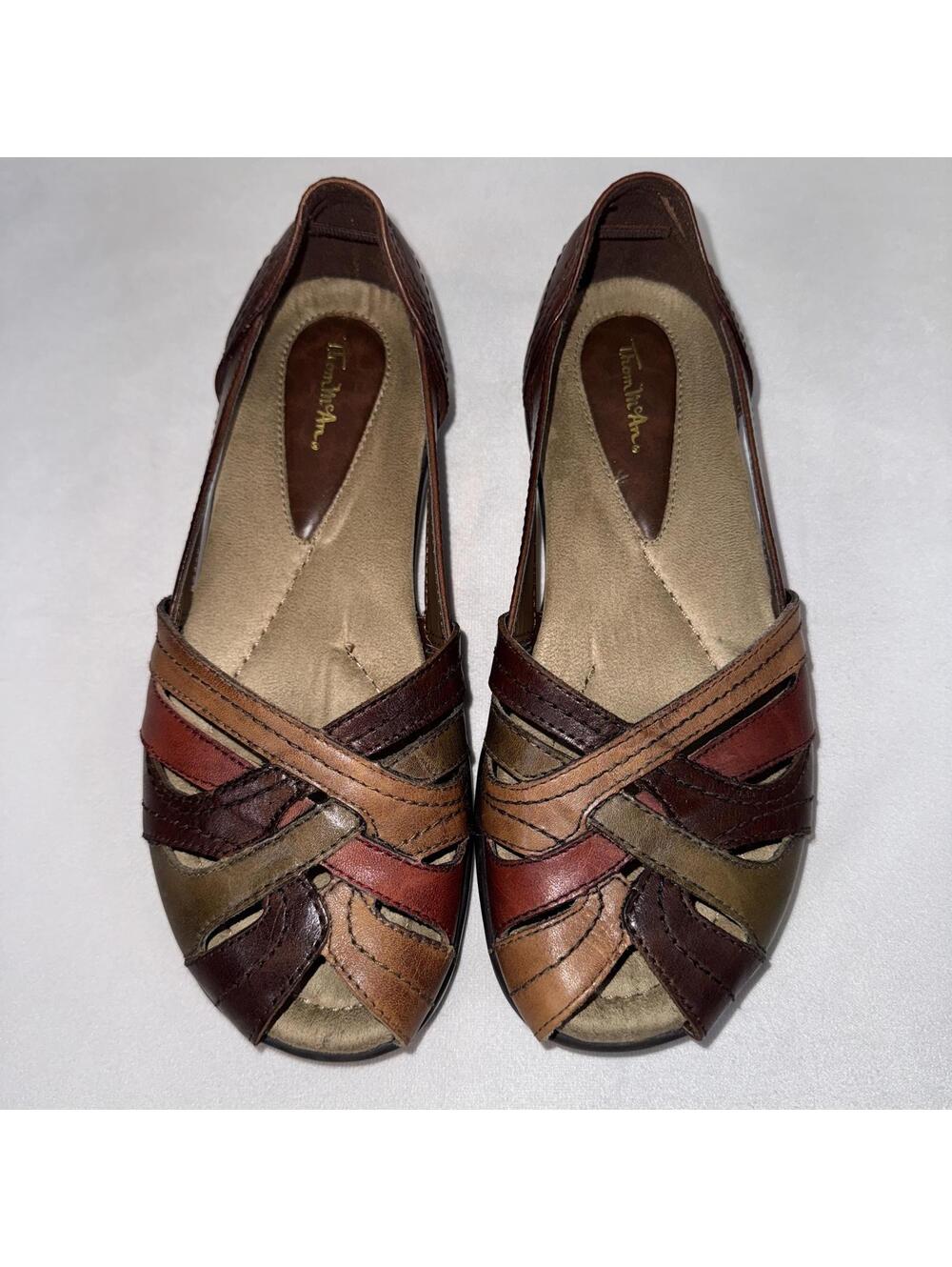 Thom McAn Brown Leather Sandals - Size 8W